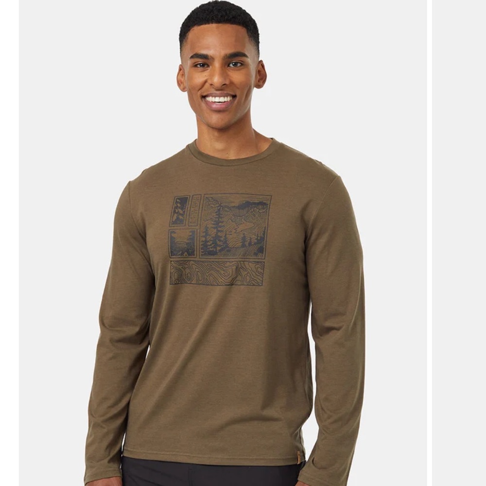 TenTree Topography Stamp Tencel  Long Sleeve T-shirt NWT